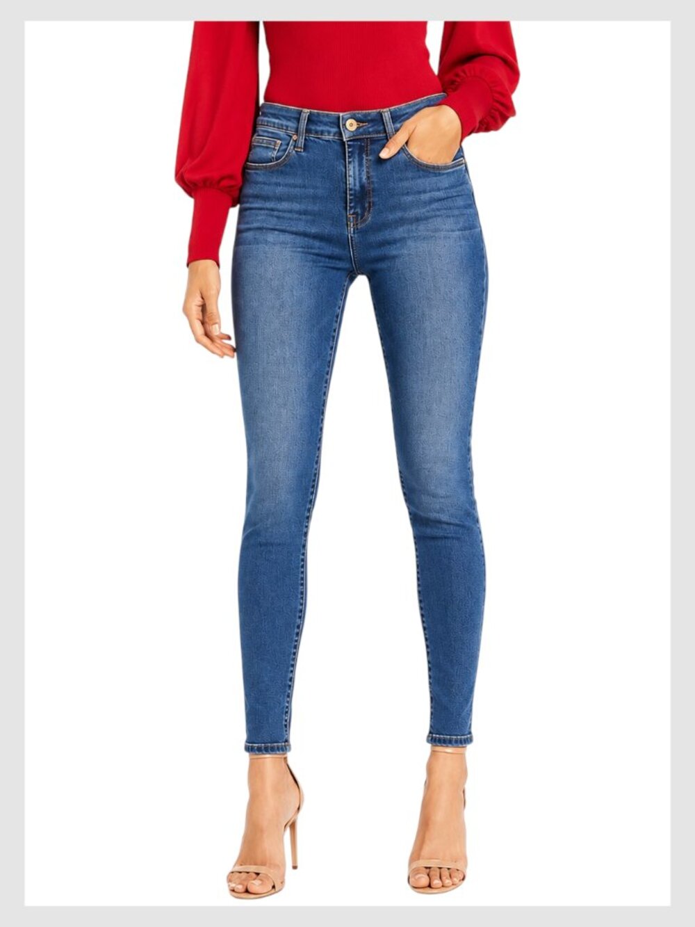 FRAME Le High Skinny Jeans Blue Lagoon High Rise Designer Denim 26